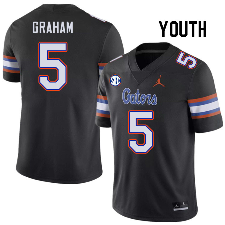 Youth #5 Myles Graham Florida Gators College Football Jerseys Stitched-Black